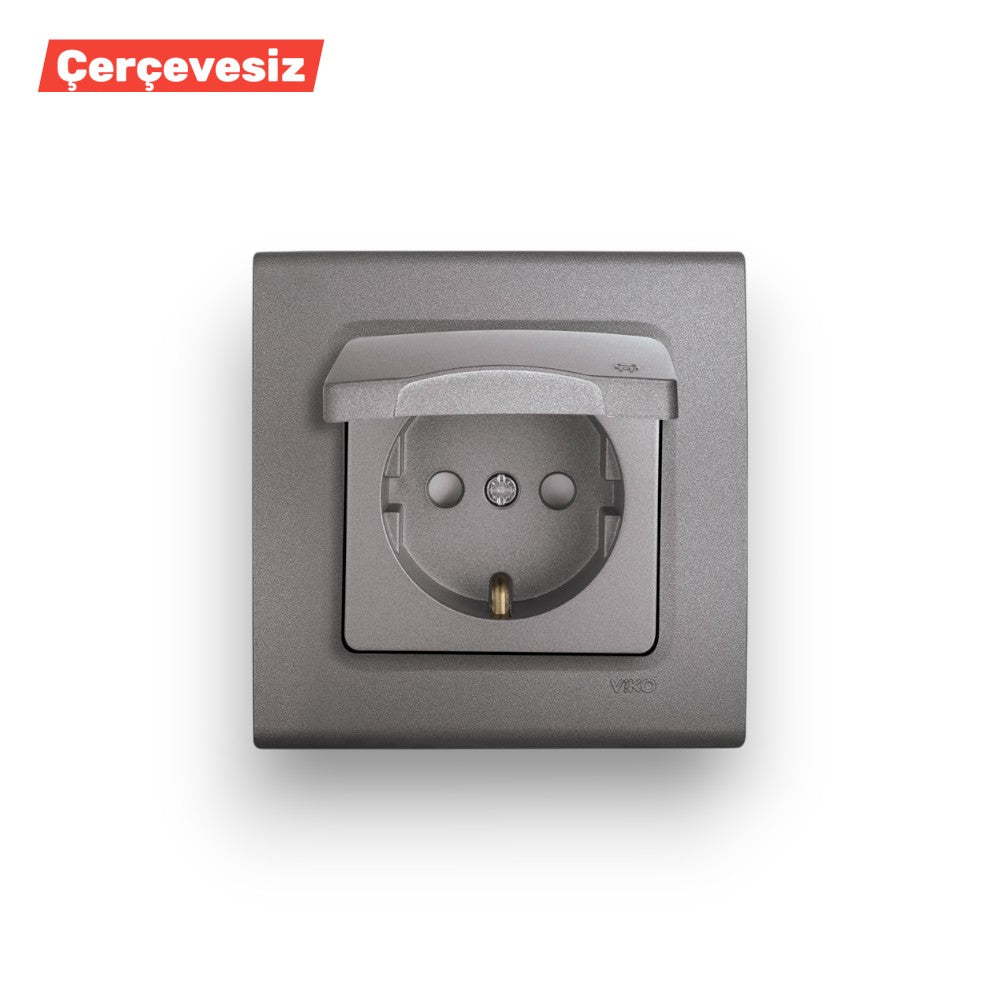 VİKO Linnera Life Grani̇t Gri̇si̇ Kapakli Toprakli Pri̇z Ç.k. – ElektrikPasajı