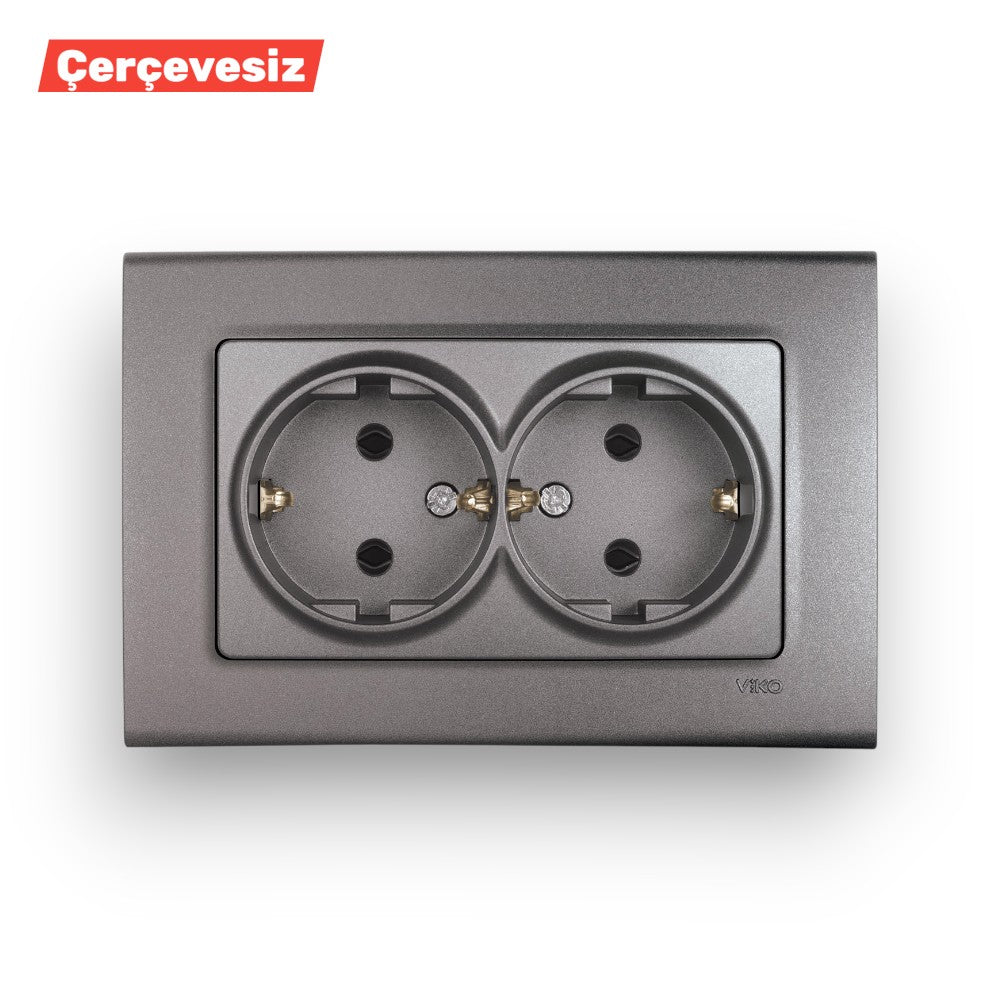 VİKO Linnera Life Grani̇t Gri̇si̇ İki̇li̇ Toprakli Pri̇z – ElektrikPasajı