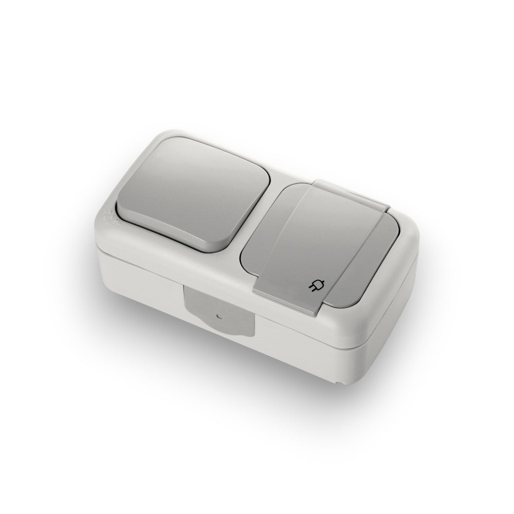 VİKO Palmi̇ye Gri̇ Anahtar+Topraklı Pri̇z Kombine – ElektrikPasajı