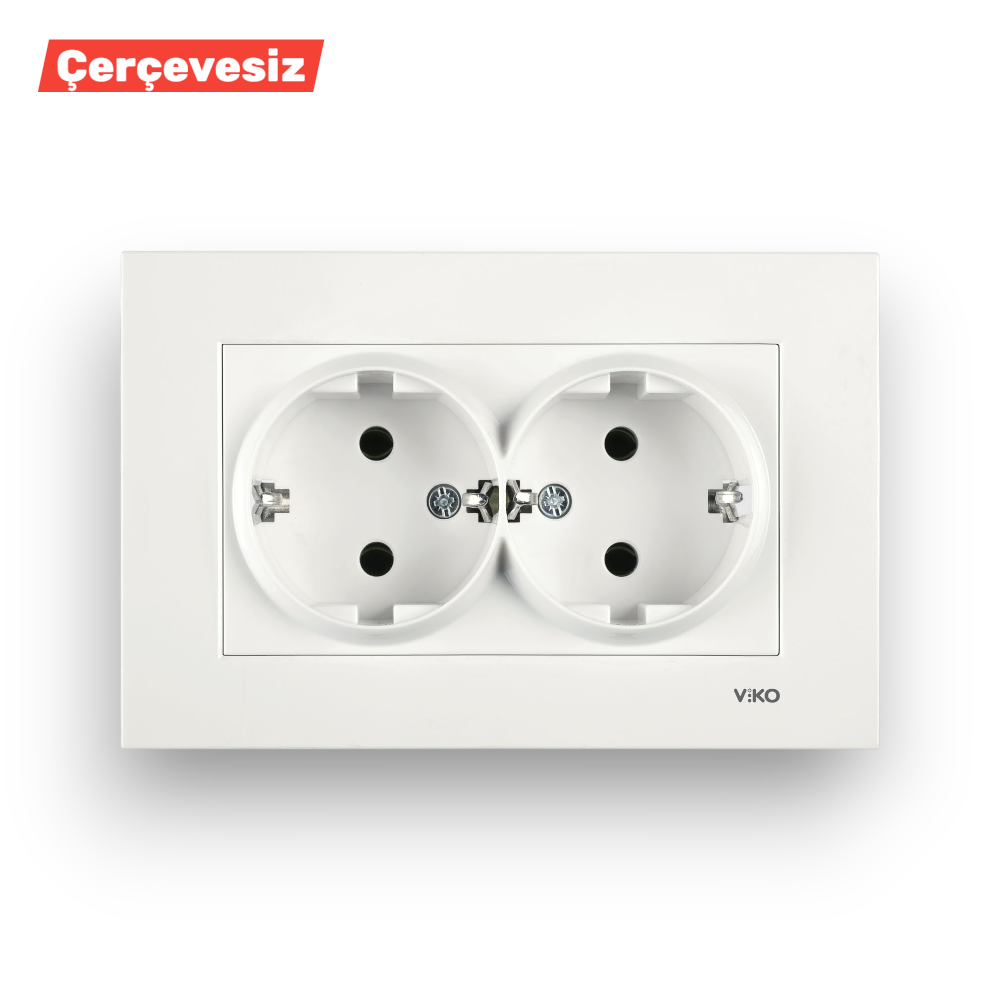 VİKO Karre/Meridian Beyaz İki̇li̇ Topraklı Pri̇z – ElektrikPasajı