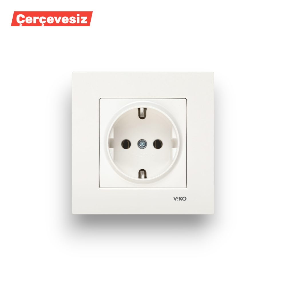 VİKO Karre/Meridian Beyaz Topraklı Pri̇z – ElektrikPasajı