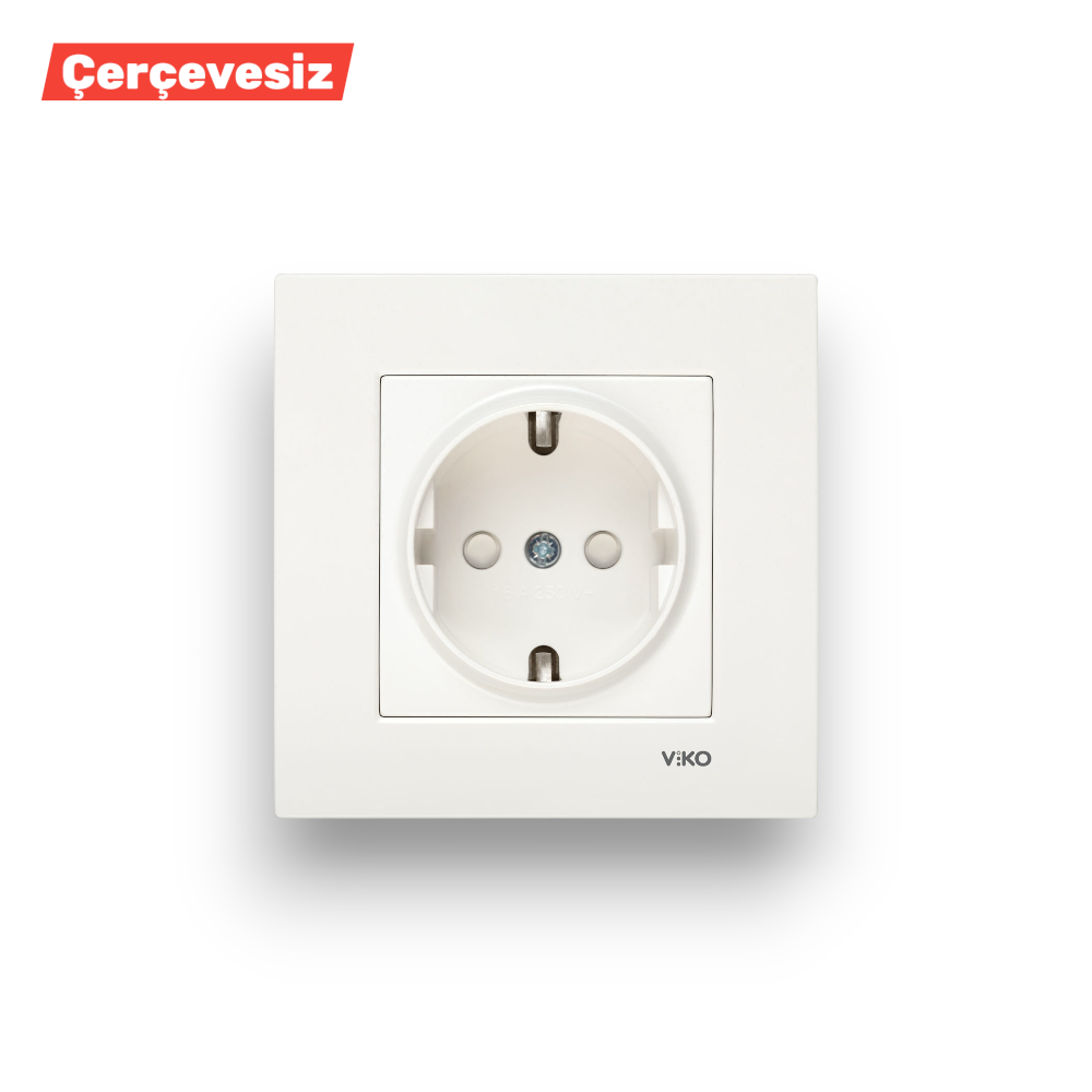 VİKO Karre/Meridian Beyaz Topraklı Pri̇z Ç.k. – ElektrikPasajı