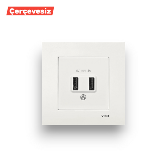 VİKO Karre/Meridian Beyaz Usb Pri̇z 5v-2a – ElektrikPasajı