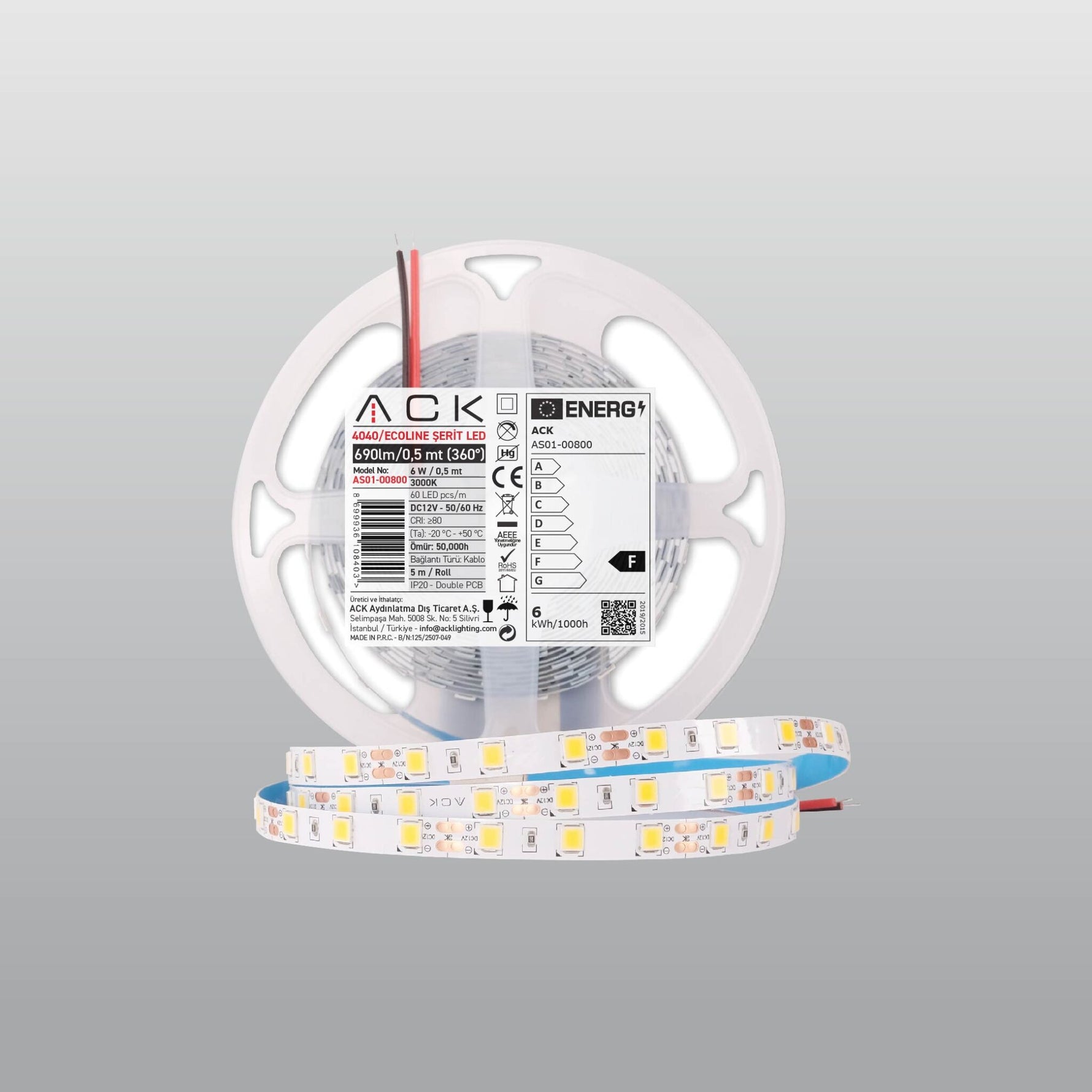 ACK 4040 LED Şerit 12V 60 LED/m - 5 Metre