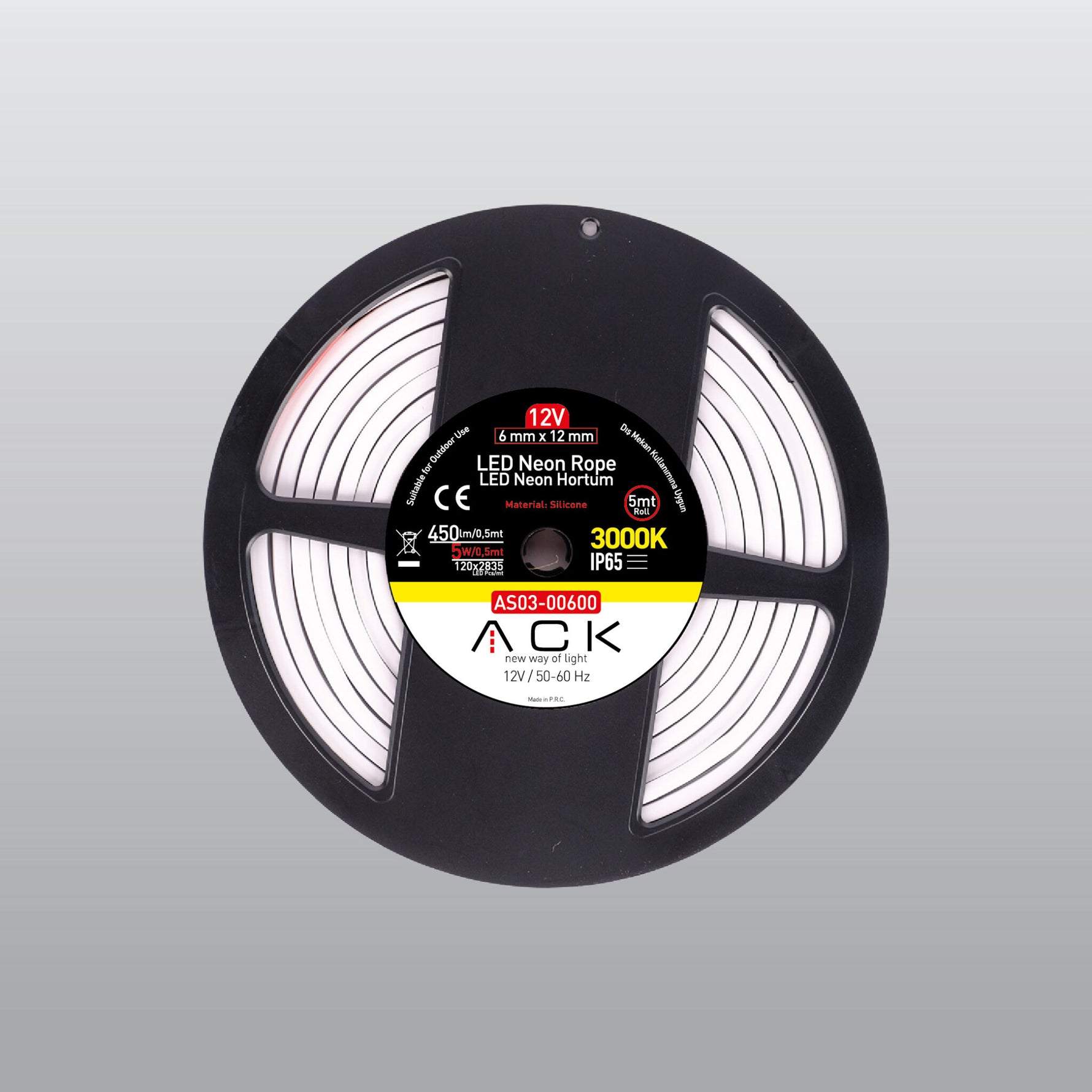 ACK Dimlenebilir LED Neon Hortum 12V 10W/m 25mt