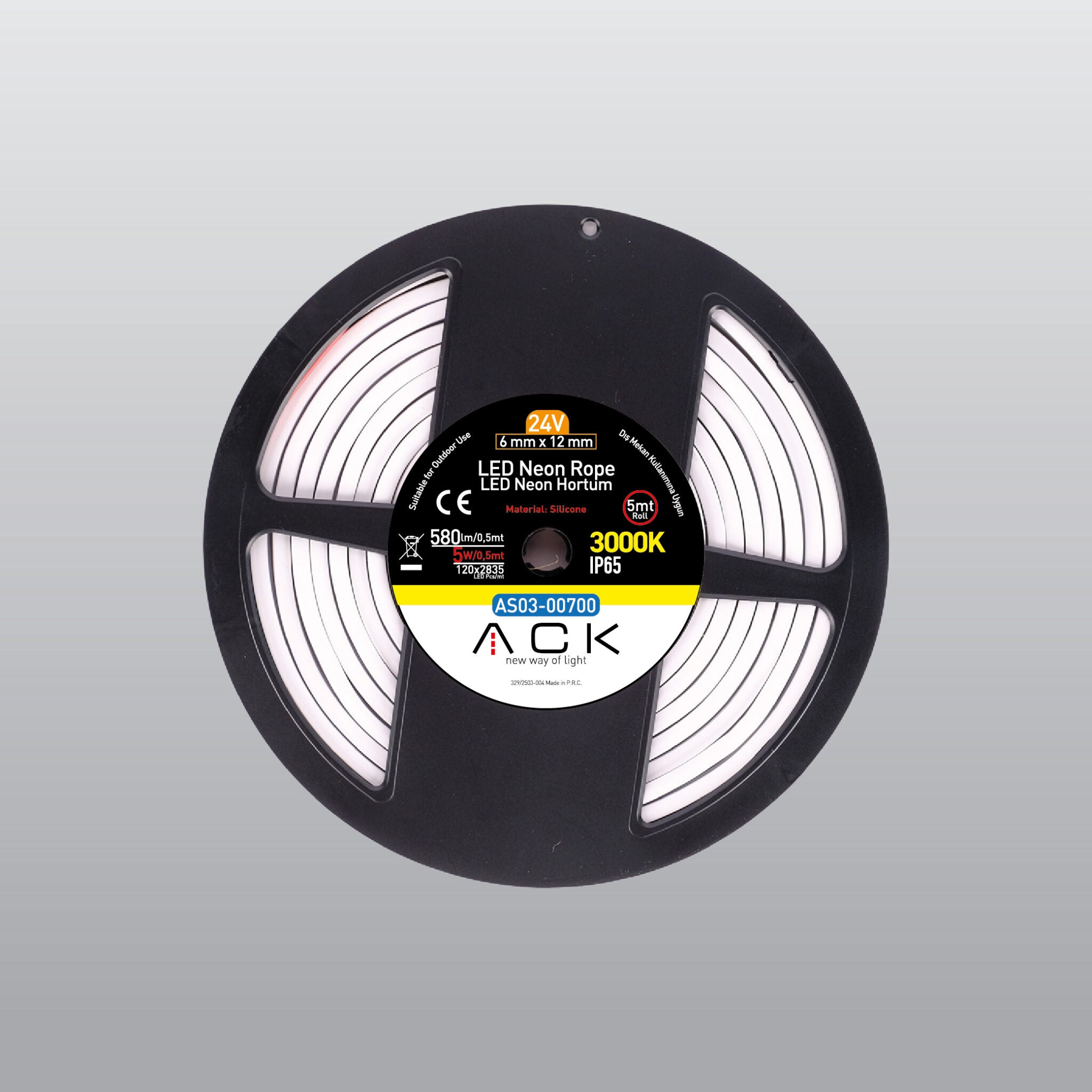 ACK Dimlenebilir LED Neon Hortum 24V 10W/m 25mt
