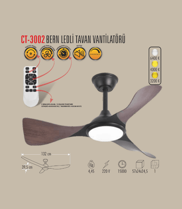 CATA CT-3002 Bern Ledli Tavan Vantilatörü