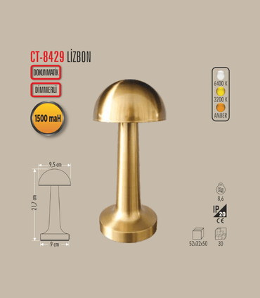 CATA CT-8429 Lizbon Dekoratif Şarjlı Masa Lambası