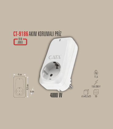CATA CT-9186 Akım Korumalı Priz