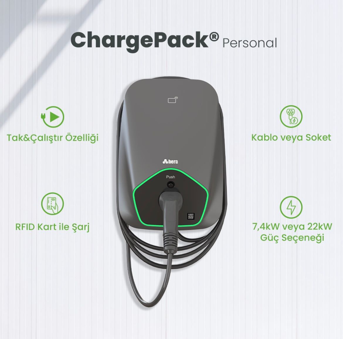 Hera Chargepack® Personal Tip2 Elektrikli Araç Şarj Ünitesi