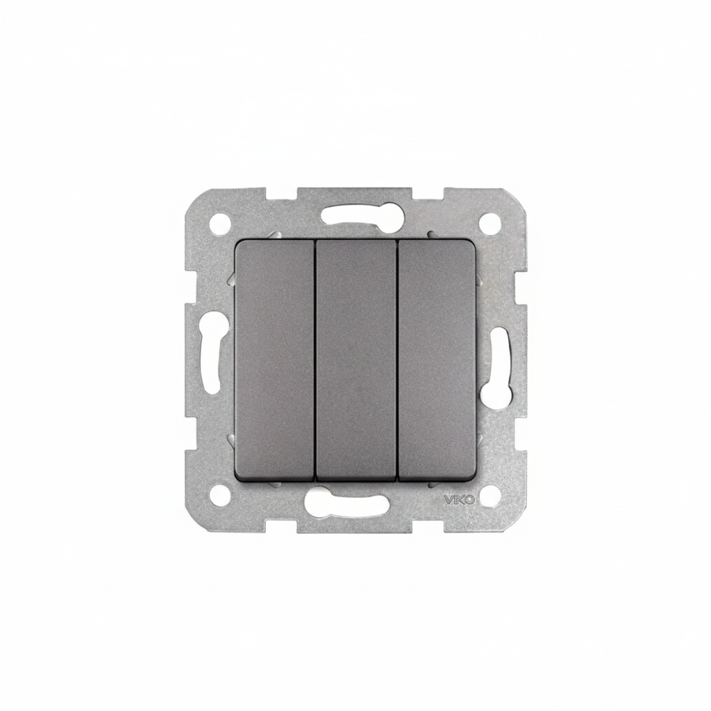 Viko Linnera Life Granit Grisi Üçlü Anahtar çerçevesiz mekanizma