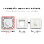 Viko Karre/Meridian Beyaz 6-100W RL Dimmer – mekanizma + çerçeve şeması