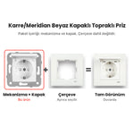 Viko Karre/Meridian Beyaz Kapaklı Topraklı Priz – mekanizma + çerçeve şeması