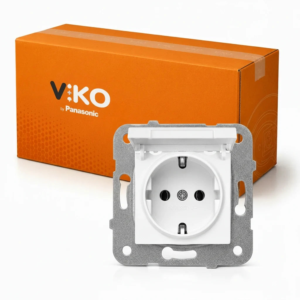Viko Karre Meridian Beyaz Kapaklı Topraklı Priz 120 Adet Koli - Viko by Panasonic