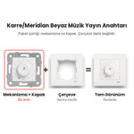 Viko Karre/Meridian Beyaz Müzik Yayın Anahtarı – mekanizma + çerçeve şeması
