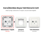 Viko Karre/Meridian Beyaz Tekli Nümeris Cat3 – mekanizma + çerçeve şeması