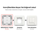 Viko Karre/Meridian Beyaz Tek Düğmeli Jaluzi – mekanizma + çerçeve şeması
