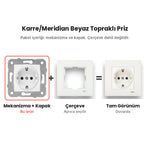 Viko Karre/Meridian Beyaz Topraklı Priz – mekanizma + çerçeve şeması