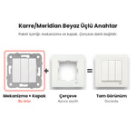 Viko Karre/Meridian Beyaz Üçlü Anahtar – mekanizma + çerçeve şeması