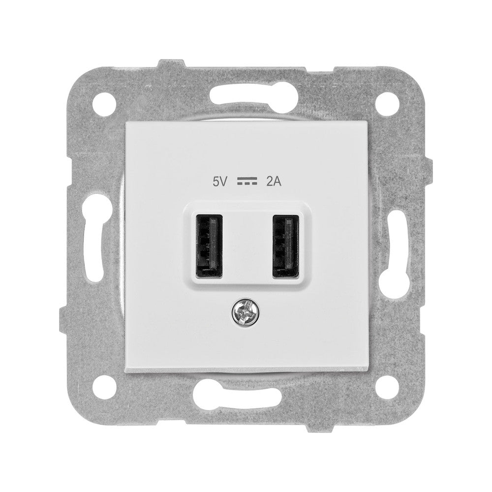 Viko Karre/Meridian Beyaz USB Priz 5V-2A – mekanizma ve kapak (çerçeve dahil değildir)