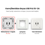Viko Karre/Meridian Beyaz USB Priz 5V-2A – mekanizma + çerçeve şeması